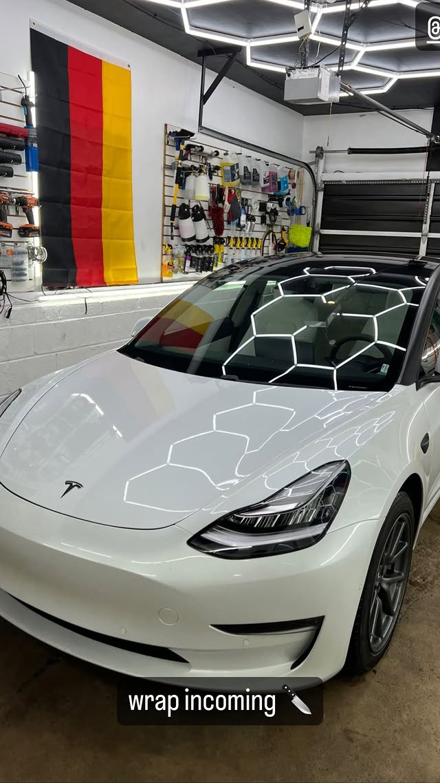 Tesla Before Vinyl Wrapping